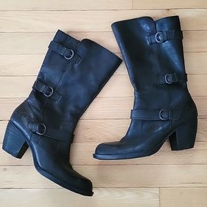 3/$15 BORN leather heeled boots black size 10